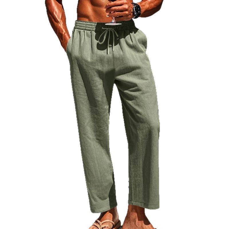 Herren Sommerliche Freizeithose mit weichem, atmungsaktivem Baumwollmaterial und elastischem Bund Heidi-Mode