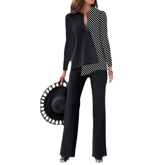 Damen Elegantes und modernes Hosenanzug-Set mit asymmetrischem Design Heidi-Mode