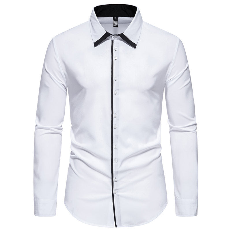 Herren elegantes Slim-Fit Hemd mit kontrastierendem Kragen und hochwertigen Stoffdetails Heidi-Mode