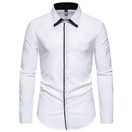 Herren elegantes Slim-Fit Hemd mit kontrastierendem Kragen und hochwertigen Stoffdetails Heidi-Mode