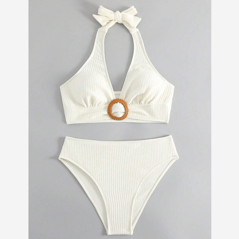 Femme Hochkragen Ripp-Halter Bikini Set Heidi-Mode