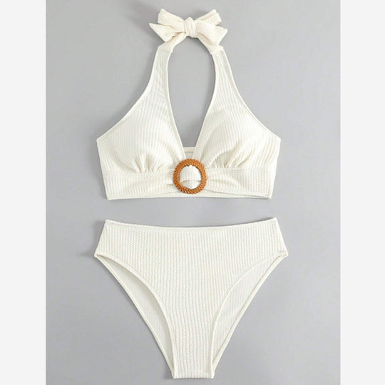 Femme Hochkragen Ripp-Halter Bikini Set Heidi-Mode