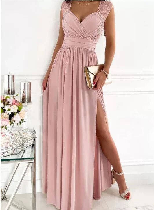 Heidi-Mode | Damen Abendkleid mit elegantem V-Ausschnitt und Rüschendetails