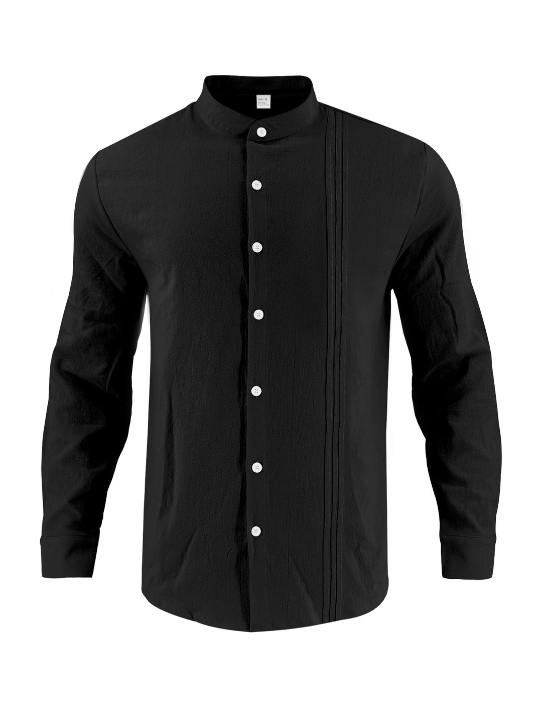 Herren Langarm-Hemd mit Stehkragen und modischen Akzenten Heidi-Mode