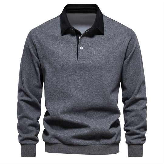 Herren Langarm Poloshirt mit elegantem Kragen und weichem Baumwollmix Heidi-Mode