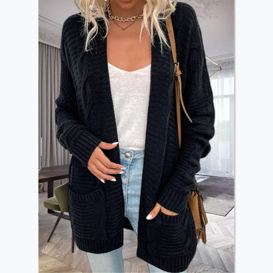 Damen Strickcardigan mit strukturiertem Design und großen Taschen Heidi-Mode