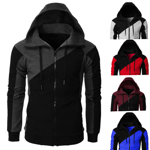 Herren Sportliche Kapuzenjacke mit kontrastierenden Farbakzenten Heidi-Mode