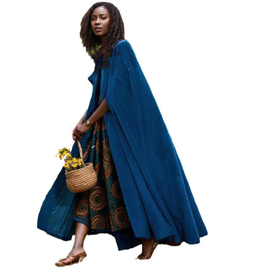 Damen modern geschnittener Umhang mit Kapuze Heidi-Mode