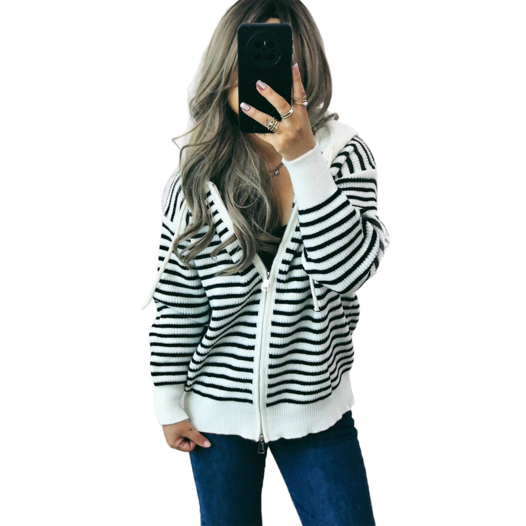 Damen Sportlicher Hoodie mit Streifenmuster und lässigem Schnitt Heidi-Mode