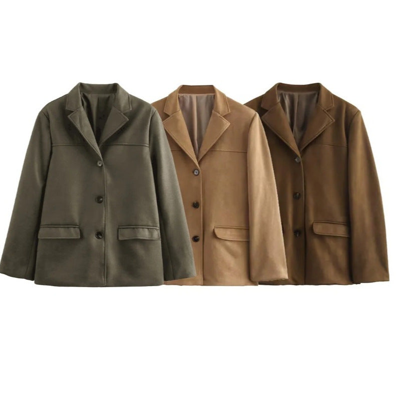 Damen Hochwertige Blazerjacke aus strukturiertem Material Heidi-Mode