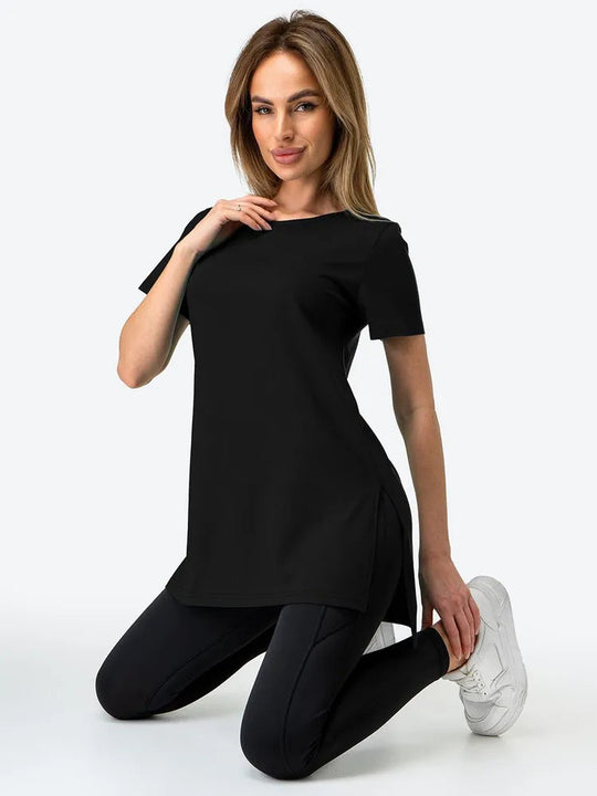 Damen Sportliches Longshirt mit seitlichen Schlitzen Heidi-Mode