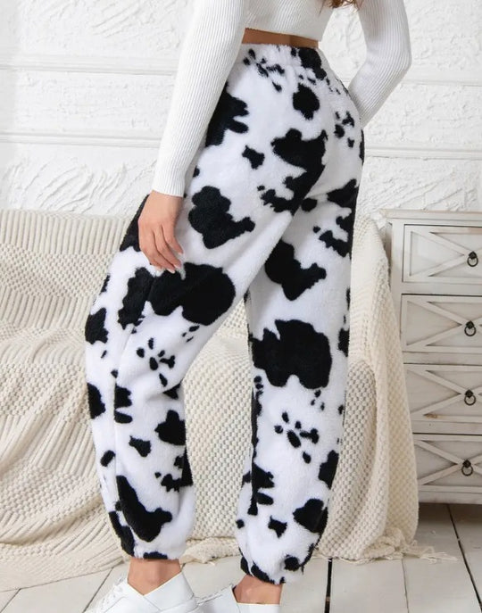 Damen kuschelige Fleece-Hose mit Leopardenmuster Heidi-Mode