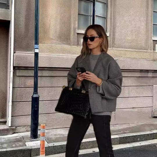 Damen Oversized Wolljacke Heidi-Mode