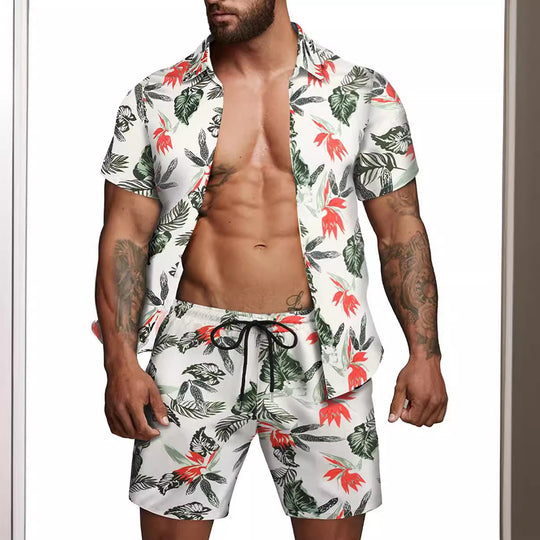 Herren kurzärmliges Hemd und Badeshorts Set Heidi-Mode