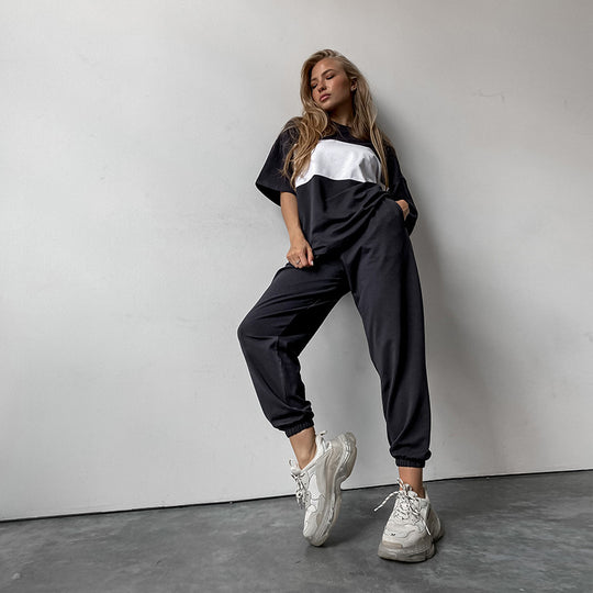 Damen modisches Sport-Loungewear-Set mit lässigem Oversized Oberteil und bequemen Jogginghosen Heidi-Mode