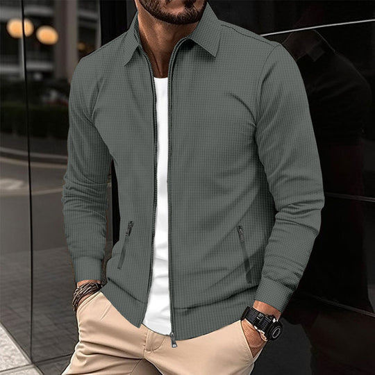 Herren modische Sweatjacke mit strukturierter Oberfläche und praktischen Reißverschlusstaschen Heidi-Mode