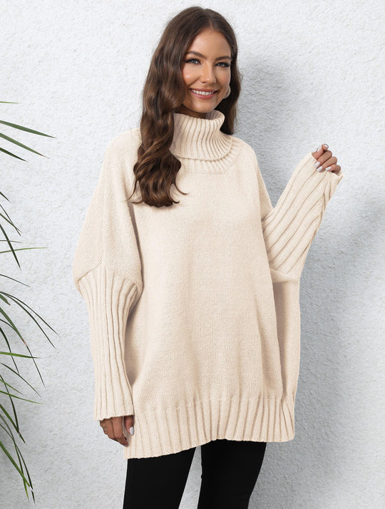 Damen Oversize Rollkragenpullover mit strukturiertem Strick Heidi-Mode