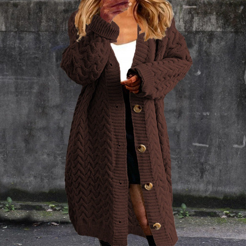 Damen Grobstrick Cardigan mit Knopfdetails und strukturiertem Muster Heidi-Mode
