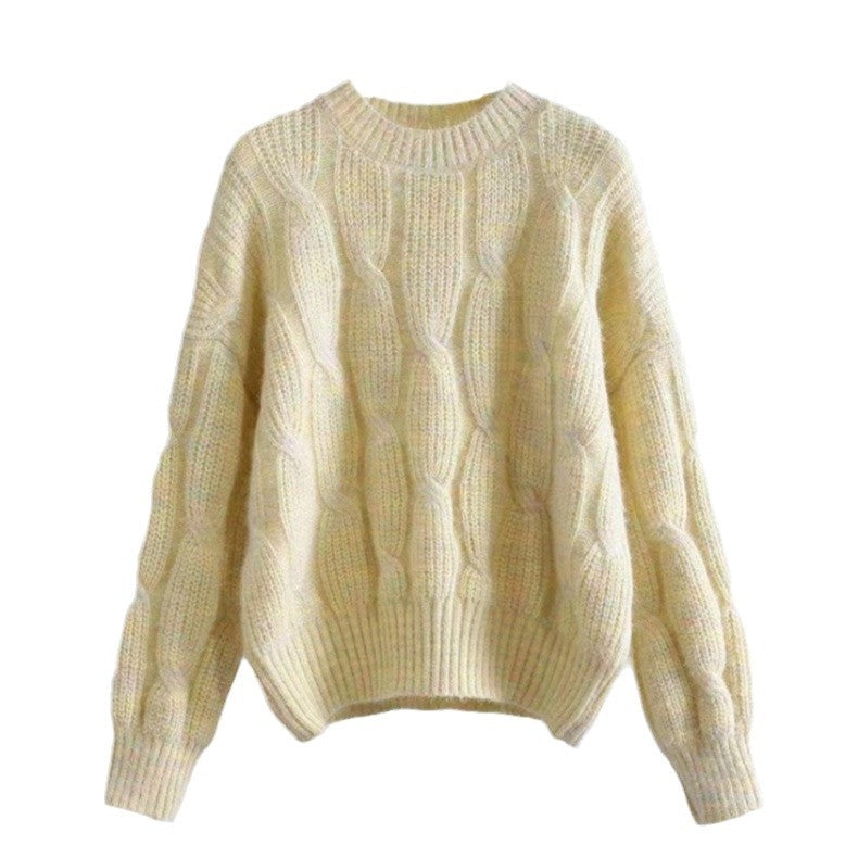 Damen Grobstrickpullover mit innovativem Wellenmuster Heidi-Mode