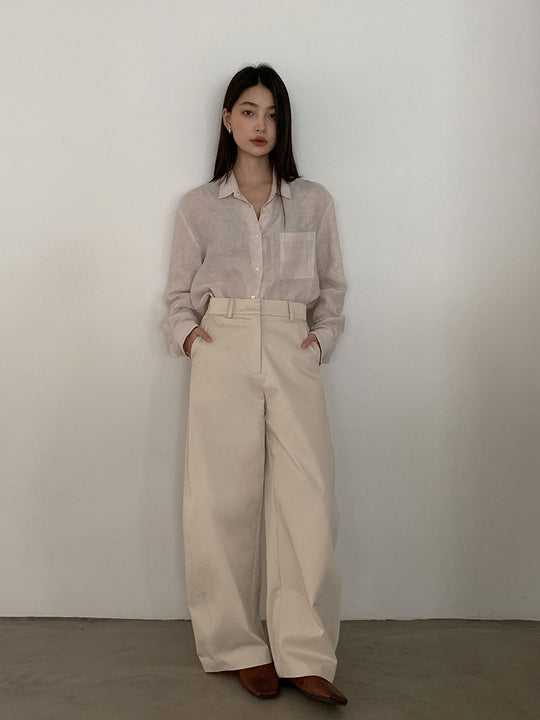 Damen weite Chino-Hose mit hohen Bundfalten und seitlichen Eingrifftaschen Heidi-Mode