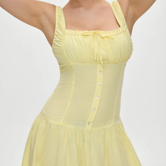 Damen Minikleid mit Rüschendetails und dekorativem Knoten Heidi-Mode