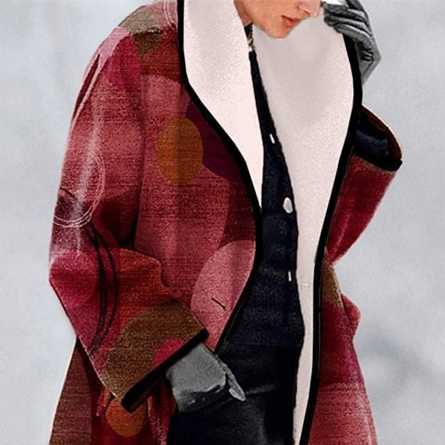 Damen Modischer Oversized Mantel mit geometrischem Design Heidi-Mode
