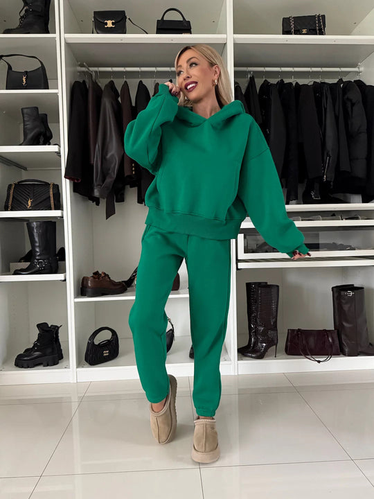 Damen Lässiges Sweatoutfit mit oversized Hoodie und bequemen Jogginghose Heidi-Mode