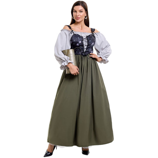 Damen Trachtenkleid mit romantischem Oberteil und fließendem Rock Heidi