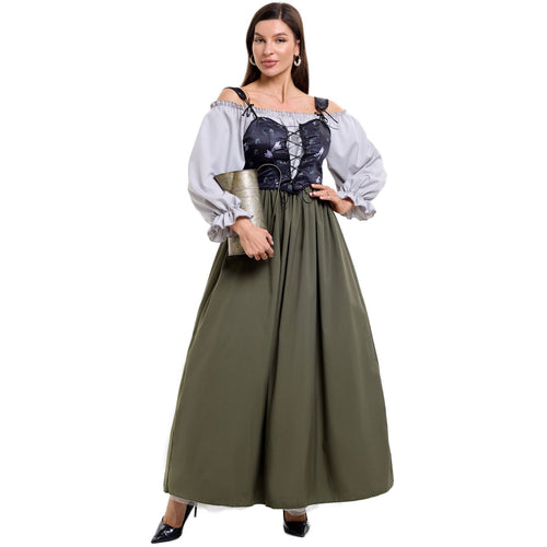 Damen Trachtenkleid mit romantischem Oberteil und fließendem Rock Heidi