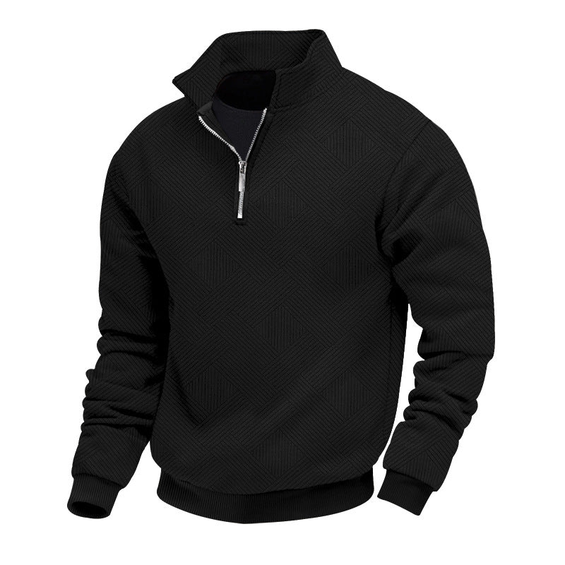 Herren hochwertiger Strickpullover mit Stehkragen und modischem Reißverschluss Heidi-Mode