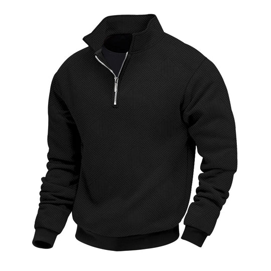 Herren hochwertiger Strickpullover mit Stehkragen und modischem Reißverschluss Heidi-Mode
