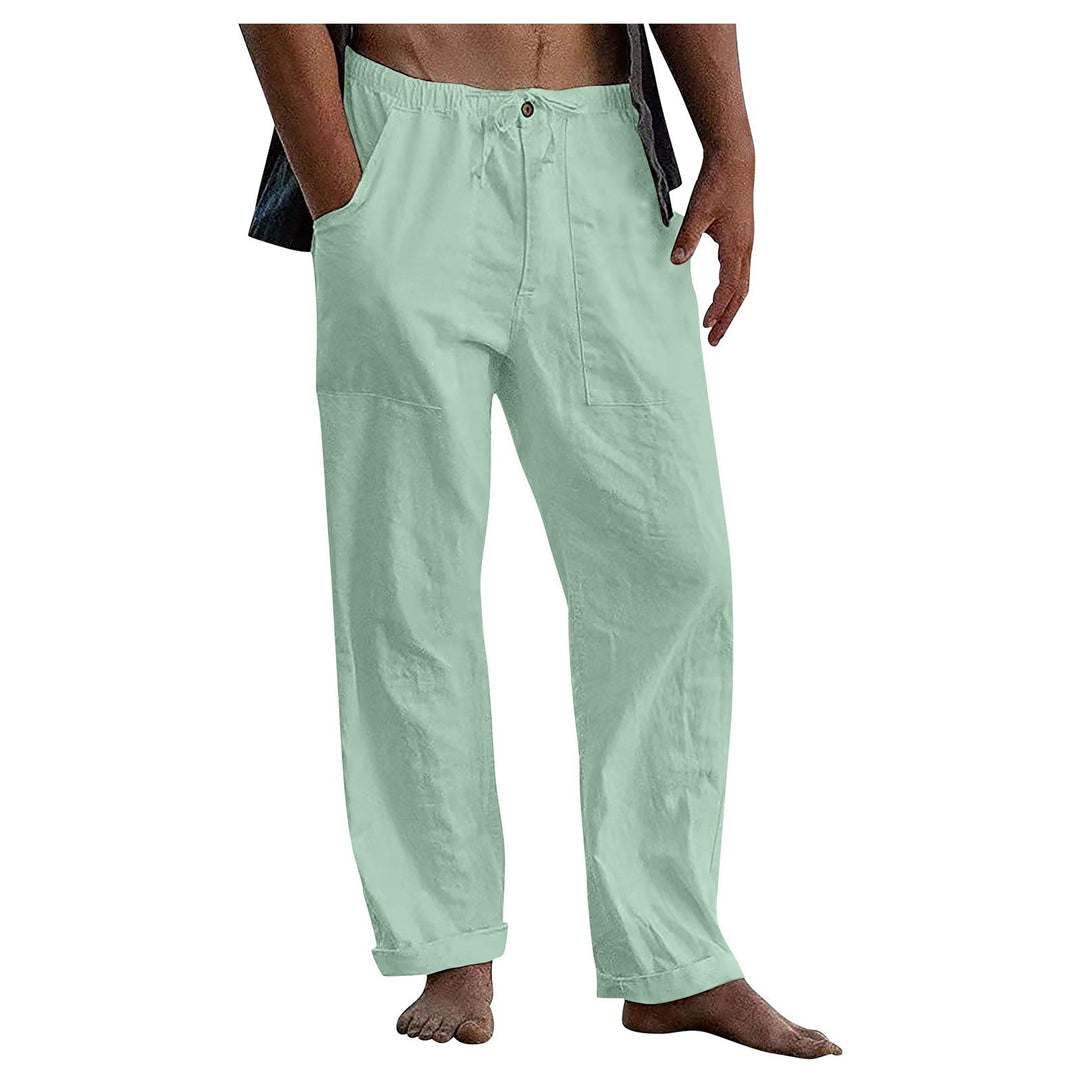 Herren Relaxed Fit Leinenhose mit elastischem Bund und praktischen Taschen Heidi-Mode