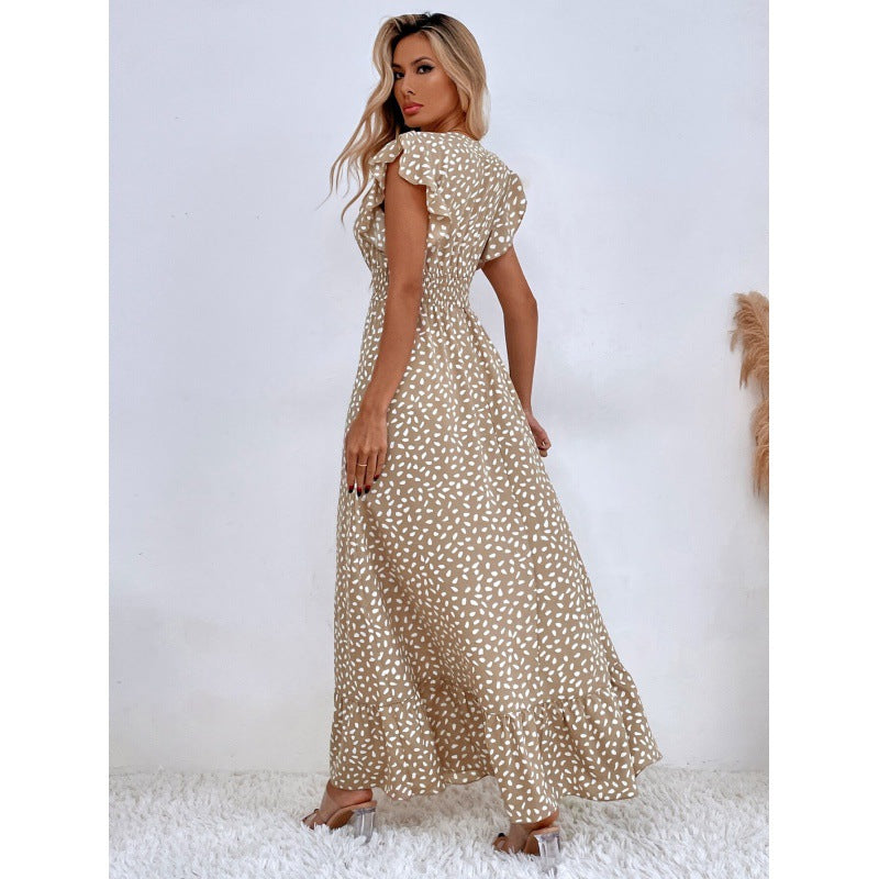 Damen Maxikleid mit Rüschendetails und verspieltem Muster Heidi-Mode