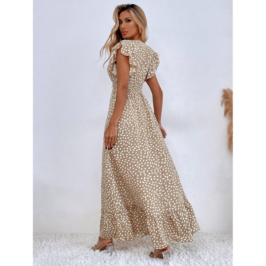 Damen Maxikleid mit Rüschendetails und verspieltem Muster Heidi-Mode