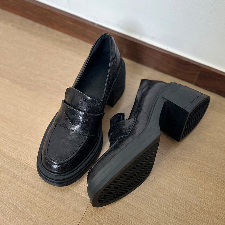 Damen Elegante Loafers mit dicker Gummisohle und weichem Leder Heidi-Mode