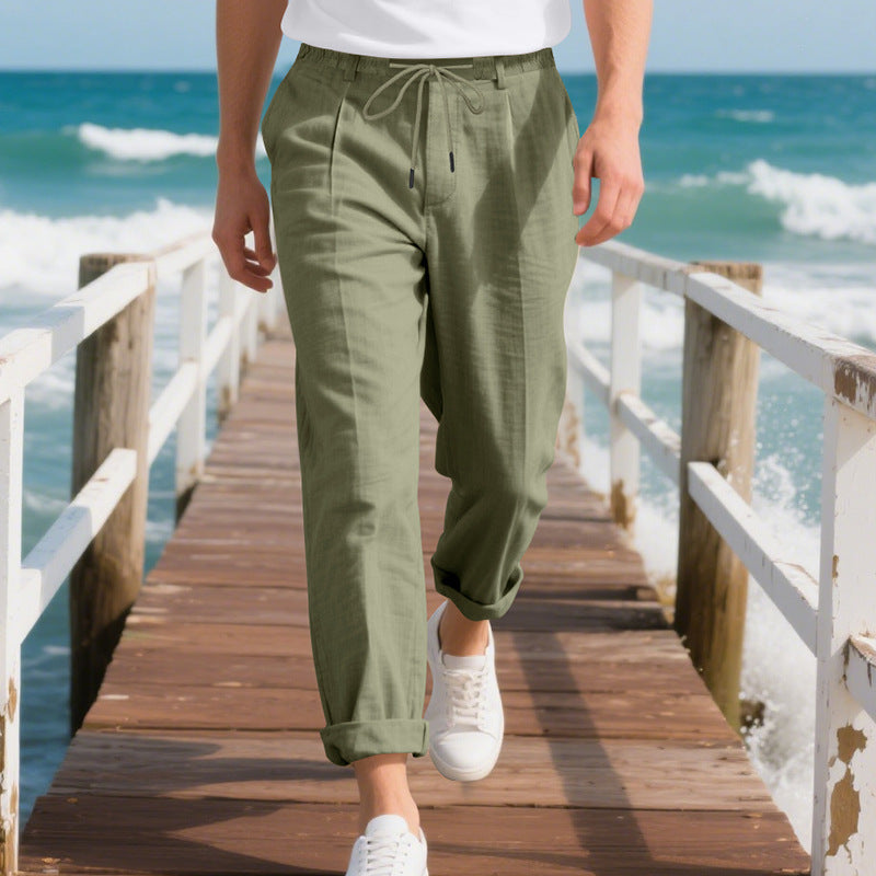 Herren lockere Sommerhose mit verstellbarem Kordelzug und atmungsaktiven Eigenschaften Heidi-Mode