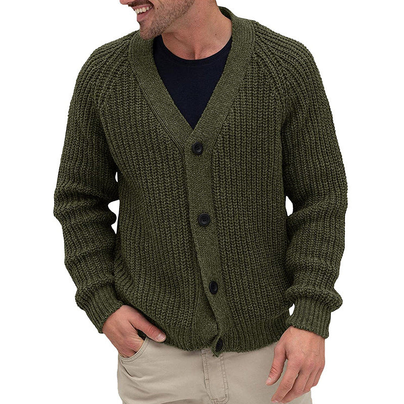 Herren modische Strickjacke mit tiefem V-Ausschnitt und strukturierter Oberfläche Heidi-Mode