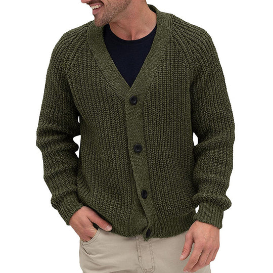 Herren modische Strickjacke mit tiefem V-Ausschnitt und strukturierter Oberfläche Heidi-Mode