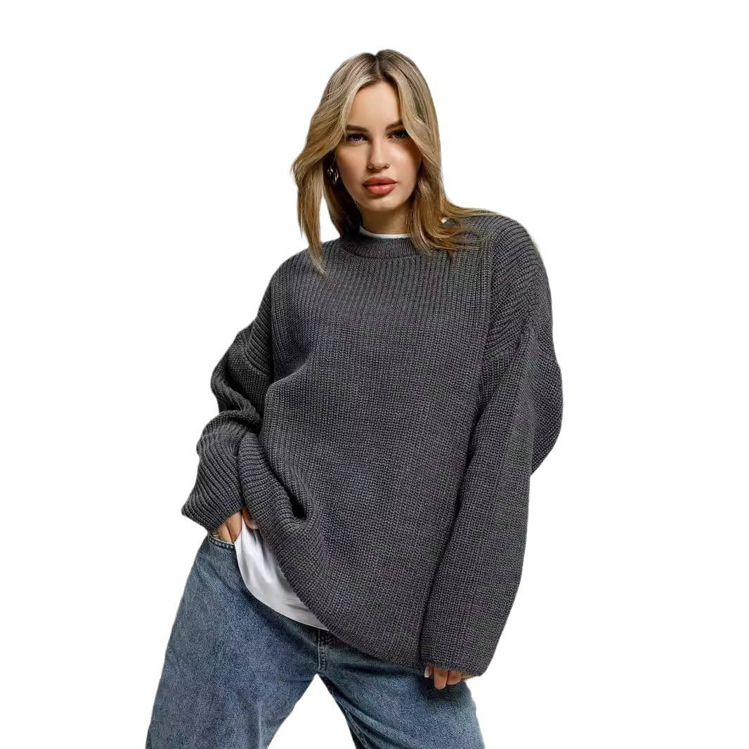 Damen lässiger Oversized Pullover mit strukturiertem Strickmuster Heidi-Mode