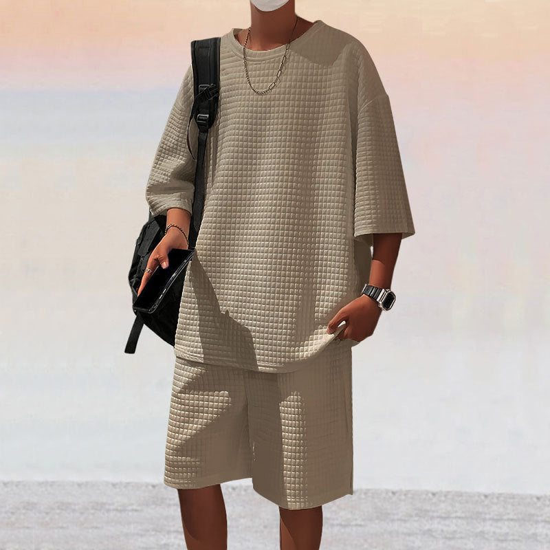 Herren Freizeitsport Set aus locker sitzendem Oberteil mit atmungsaktiven Shorts Heidi-Mode