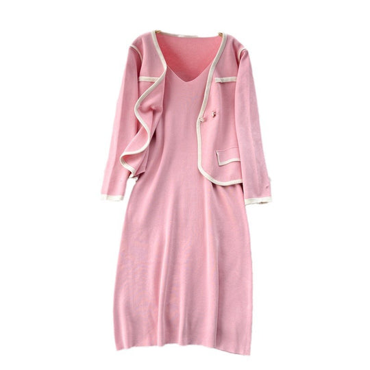 Damen elegantes Strickkleid mit passendem Blazer Heidi-Mode