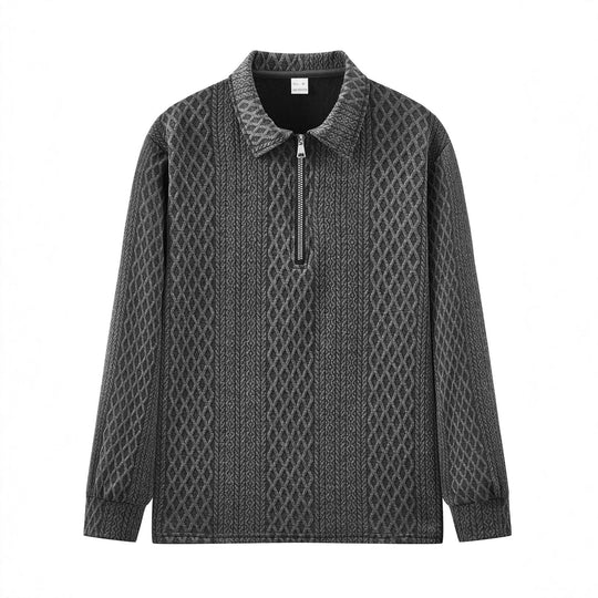 Herren Sweatshirt mit modischem Stehkragen und strukturiertem Design Heidi-Mode