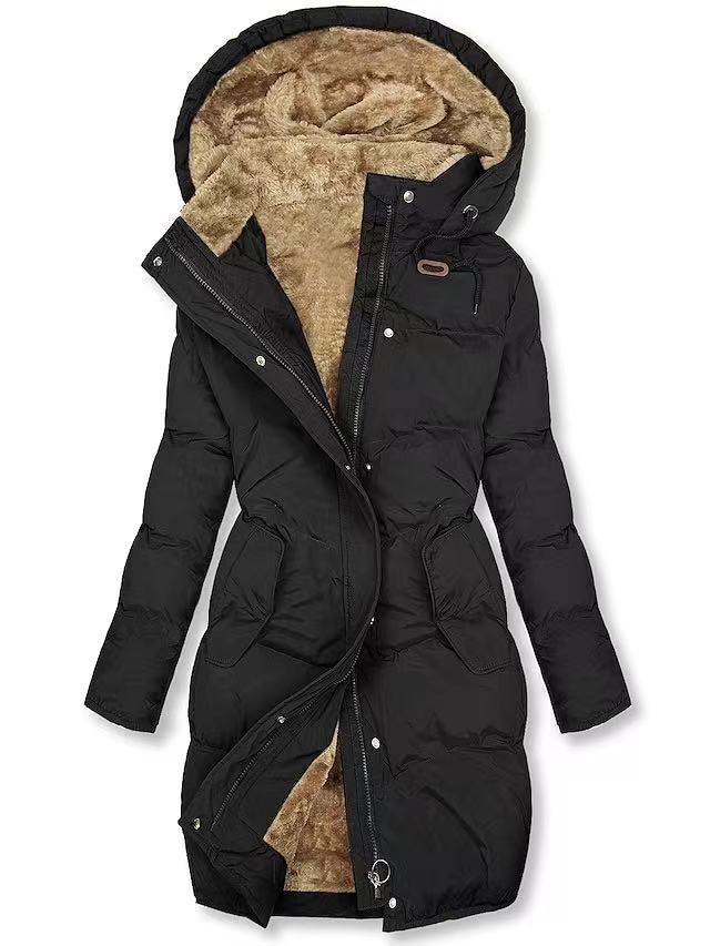 Damen gefütterter Winterparka mit abnehmbarer Kapuze und weichem Innenfutter Heidi-Mode
