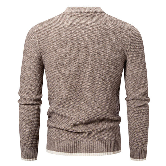 Herren strukturierter Pullover mit hochabschließendem Kragen Heidi-Mode
