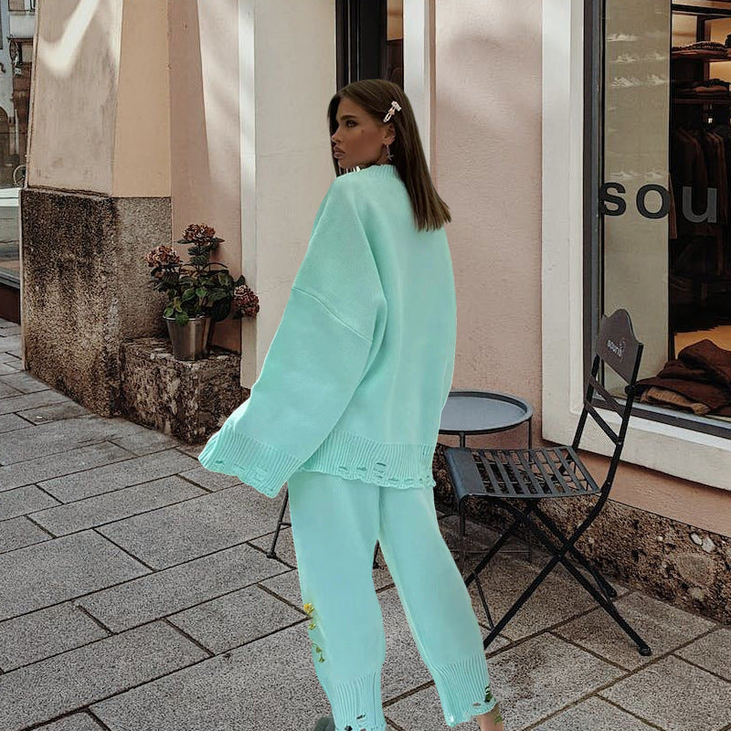 Damen Strickanzug mit oversized Schnitt und modischen Details Heidi-Mode