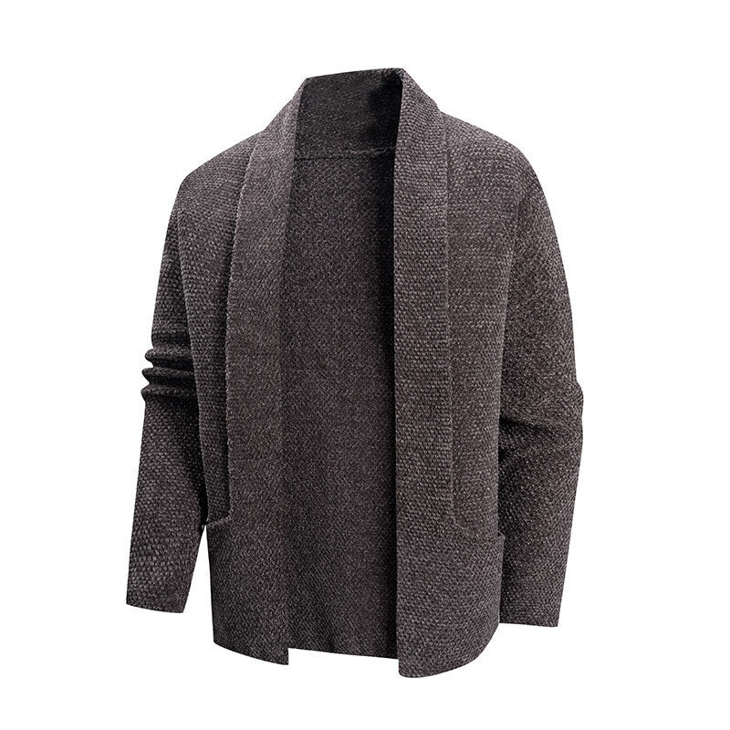 Herren modische Strickjacke mit offenem Kragen und praktischen Taschen Heidi-Mode