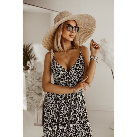 Damen Sleek Leopardenmuster Maxi Kleid Heidi-Mode