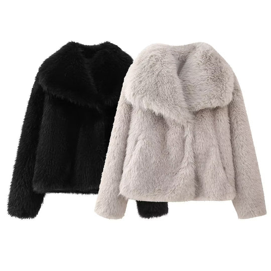 Heidi-Mode | Elegante Pelzjacke für Frauen Warm, Weich und Luxuriös, Stilvoll und Gemütlich, Polyester