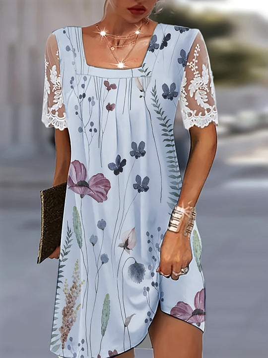 Damen Blumenmuster Shift Kleid Heidi-Mode