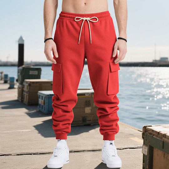 Herren Cargo-Jogginghose mit seitlichen Reißverschlusstaschen und elastischem Bund Heidi-Mode